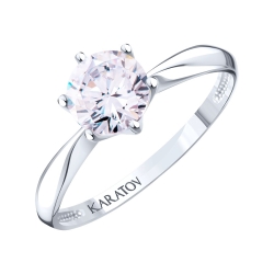 Inel din aur alb cu pietre Cubic Zirconia Incolor