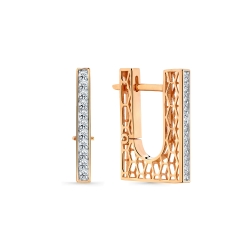 Cercei din aur roșu cu pietre Cubic Zirconia Incolor