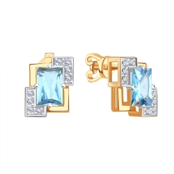 Cercei Pusete din aur roșu cu pietre Cubic Zirconia Incolor, Topaz