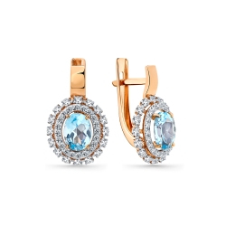 Cercei din aur roșu cu pietre Cubic Zirconia Incolor, Topaz