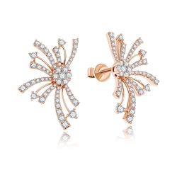 Cercei Pusete din aur roșu cu pietre Diamant