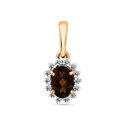 Pandantiv din aur roșu cu Cubic Zirconia Incolor, Cuarț fumuriu
