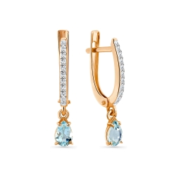 Cercei Suspendați din aur roșu cu pietre Cubic Zirconia Incolor, Topaz