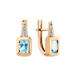 Cercei din aur roșu cu pietre Cubic Zirconia Incolor, Topaz