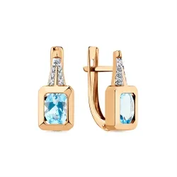 Cercei din aur roșu cu Cubic Zirconia Incolor, Topaz