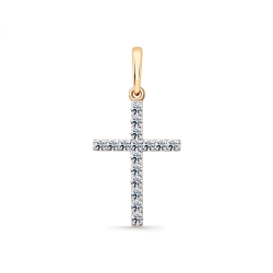 Cruce din aur roșu cu pietre Diamant