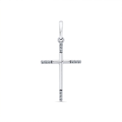 Cruce din aur alb cu pietre Diamant