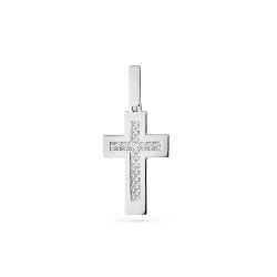 Крестик из белого золота с камнями Бриллиант