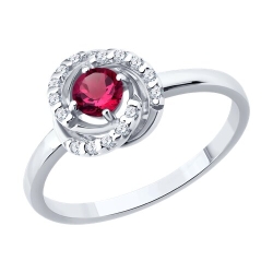 Inel din argint  cu pietre Cubic Zirconia Incolor, Rubin