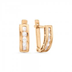 Cercei p-u copii din aur roșu cu pietre Cubic Zirconia Incolor, Cubic Zirconia Roz