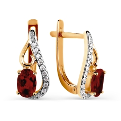 Cercei din aur roșu cu Cubic Zirconia Incolor, Granat