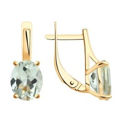 Серьги из красного золота с камнями Аметист зеленый