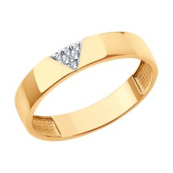 Inel din aur roșu cu pietre Cubic Zirconia Incolor