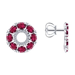 Cercei Pusete din aur alb cu pietre Diamant, Rubin