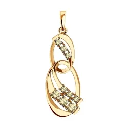Pandantiv din aur roșu cu Swarovski Zirconia Galben