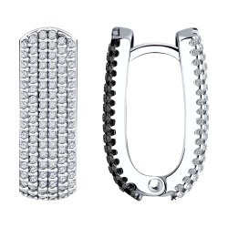 Серьги из серебра с камнями Фианит, Фианит Чёрный