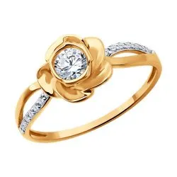 Inel din aur roșu cu Cubic Zirconia Incolor