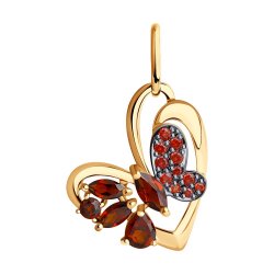Pandativ love din aur roșu cu pietre Cubic zirconia, Granat