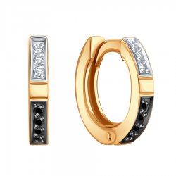 Cercei Creole din aur roșu cu pietre Diamant, Diamant negru