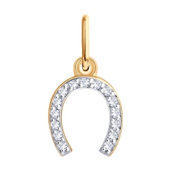 Pandantiv din aur roșu cu pietre Cubic Zirconia Incolor