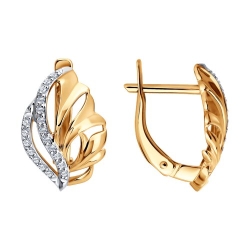 Серьги из красного золота с камнями Фианит