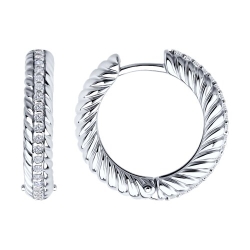 Cercei Creole din argint  cu pietre Cubic Zirconia Incolor