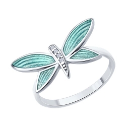 Inel din argint  cu pietre Cubic Zirconia Incolor, Emailare