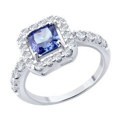 Inel din argint  cu pietre Cubic Zirconia Incolor, Cubic Zirconia Liliachiu