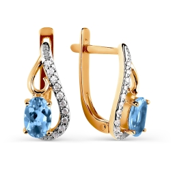 Cercei din aur roșu cu Cubic Zirconia Incolor, Topaz