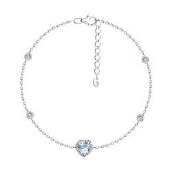 Brățară Love din argint  cu pietre Cubic Zirconia Incolor, Topaz albastru