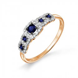 Inel din aur roșu cu pietre Diamant, Safir