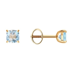 Cercei Pusete din aur roșu cu pietre Topaz albastru