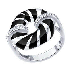 Inel din argint  cu pietre Cubic Zirconia Incolor, Emailare