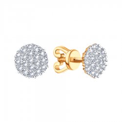 Cercei Pusete din aur roșu cu pietre Cubic Zirconia Incolor