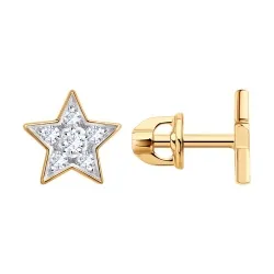 Cercei Pusete din aur roșu cu Cubic Zirconia Incolor