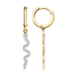 Серьги Конго из красного золота с камнями Фианит