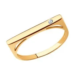 Inel din aur roșu cu Cubic Zirconia Incolor