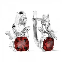 Cercei din aur alb cu Cubic Zirconia Incolor, Granat