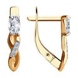 Cercei din aur roșu cu pietre Cubic Zirconia Incolor
