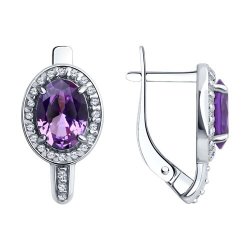 Cercei din argint  cu pietre Cubic Zirconia Incolor, Ametist sital