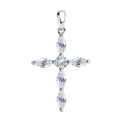 Cruce din argint  cu pietre Cubic Zirconia Incolor