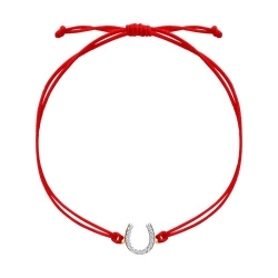 Браслет из красного золота с камнями Фианит, Текстиль