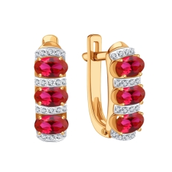 Cercei din aur roșu cu pietre Diamant, Rubin
