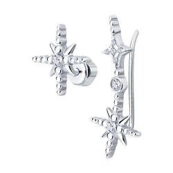 Серьги из серебра с камнями Фианит