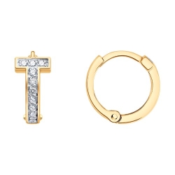Cercei Creole din aur roșu cu pietre Cubic Zirconia Incolor