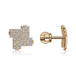 Cercei Pusete din aur roșu cu pietre Cubic Zirconia Incolor