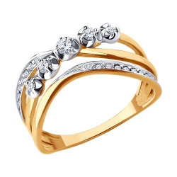 Inel din aur roșu cu pietre Cubic Zirconia Incolor