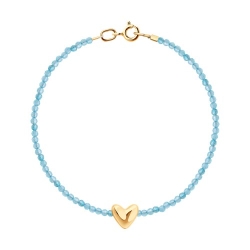 Браслет Love из красного золота с камнями Топаз голубой