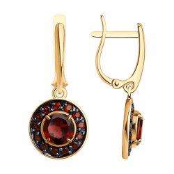 Cercei Suspendați din aur roșu cu pietre Granat