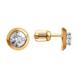 Cercei Pusete din aur alb și roșu cu Cubic Zirconia Incolor